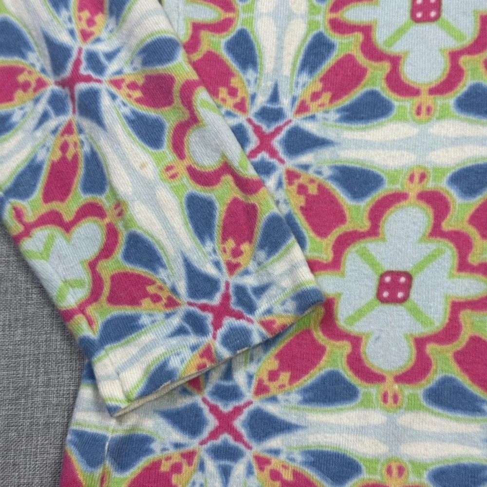 J. McLaughlin Floral Cardigan Sweater Womens M Multicolor Scoop Neck Button